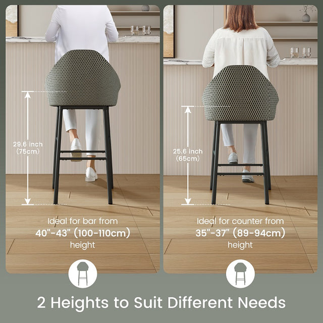 Modern 3D Mesh Upholstered Kitchen Island Chairs Set