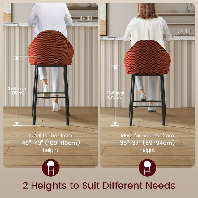 Modern 3D Mesh Upholstered Kitchen Island Chairs Set