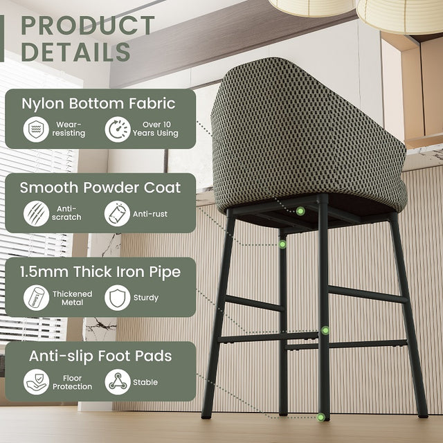 Modern 3D Mesh Upholstered Kitchen Island Chairs Set