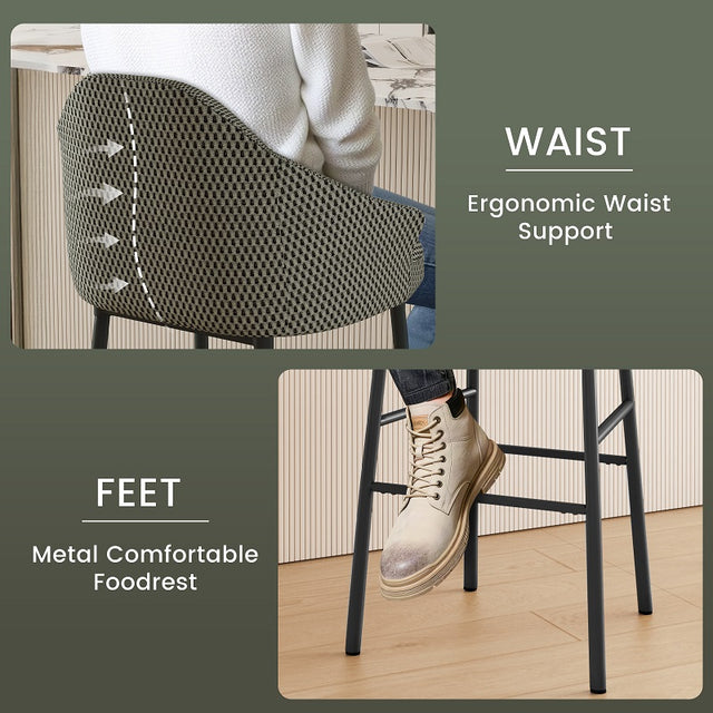 Modern 3D Mesh Upholstered Kitchen Island Chairs Set