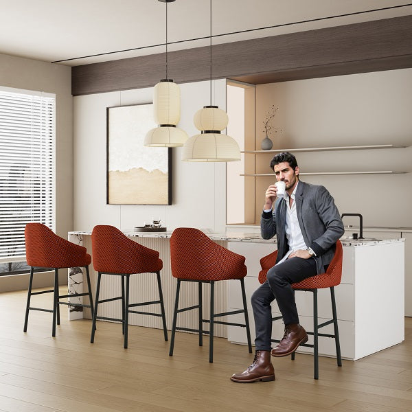 Modern 3D Mesh Upholstered Kitchen Island Chairs Set