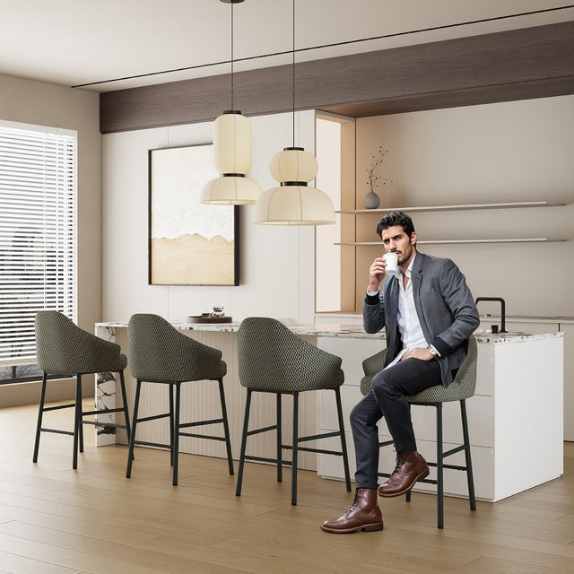 Modern 3D Mesh Upholstered Kitchen Island Chairs Set