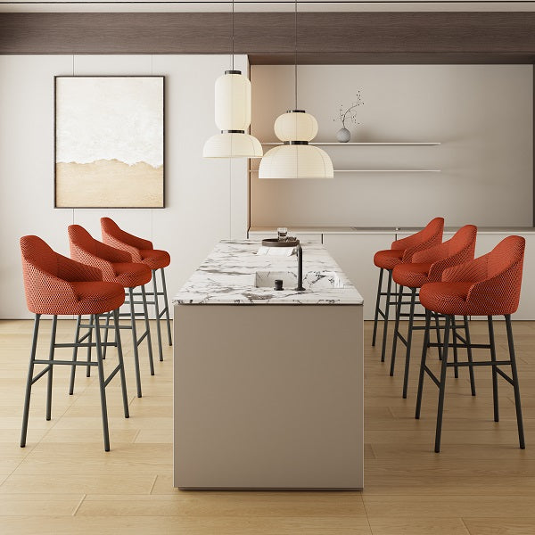 Modern 3D Mesh Upholstered Kitchen Island Chairs Set