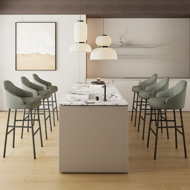 Modern 3D Mesh Upholstered Kitchen Island Chairs Set