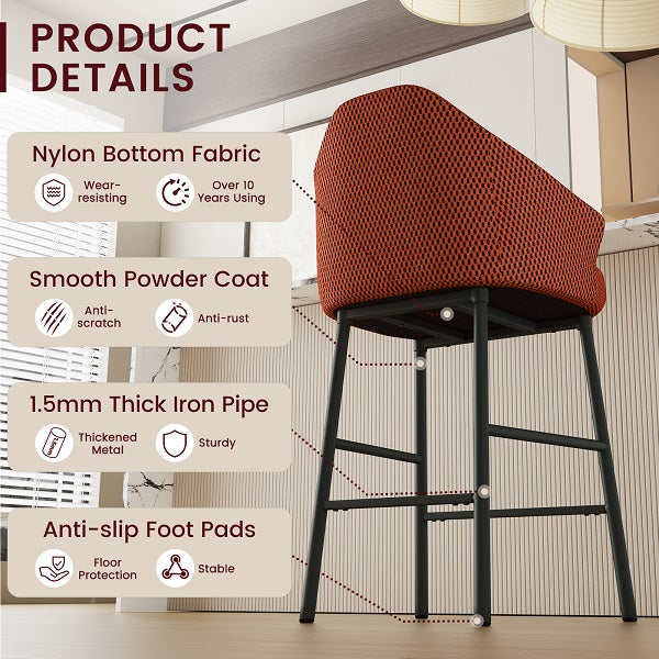Modern 3D Mesh Upholstered Kitchen Island Chairs Set
